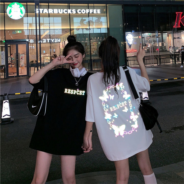 Fashionable Reflective Butterfly Pattern for Women T-shirt