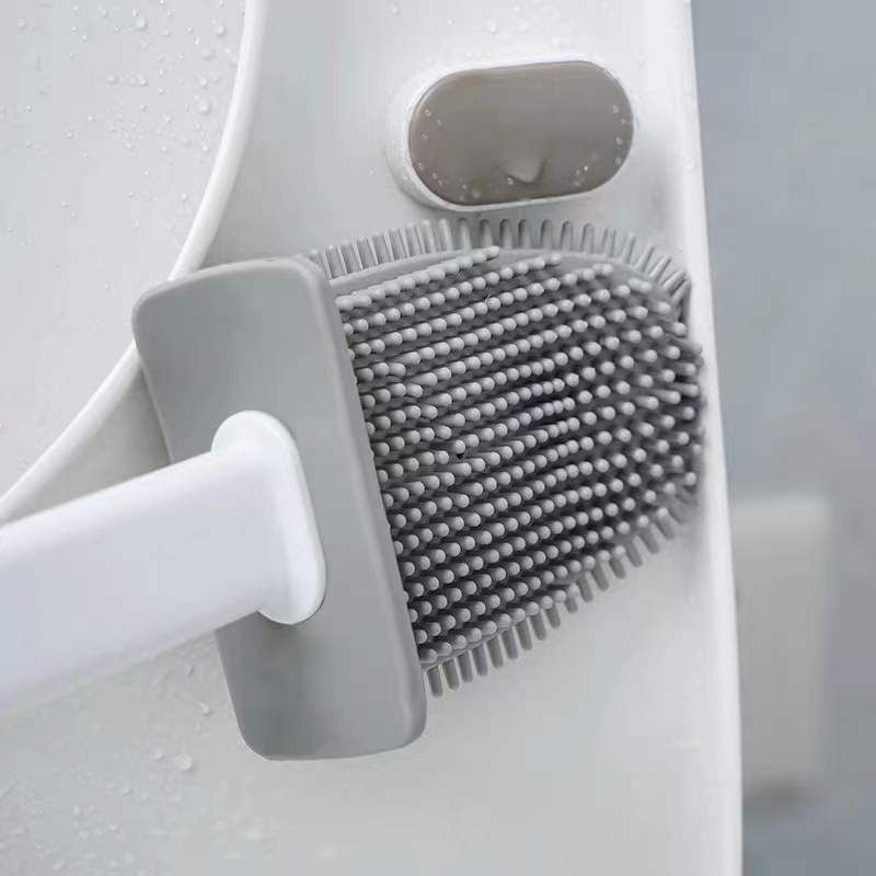 Bộ Chổi Cọ Rửa Nhà Vệ Sinh, Cây Cọ Toilet Bồn Cầu Bằng SiliCon Có Giá Đựng Dán Tường