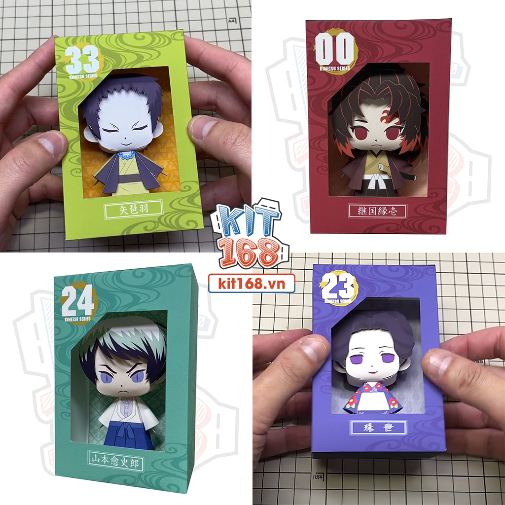 Mô hình giấy Anime Trọn bộ 45 nhân vật Chibi Kimetsu no Yaiba Combo 0038 + kit mô hình hộp trang trí