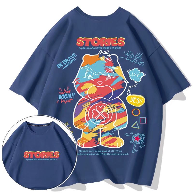 Áo Thun Tay Ngắn Cổ Tròn In Họa Tiết Hoạt Hình Phong Cách Hip Hop Thời Trang Mùa Hè Dành Cho Nam (M-8XL)