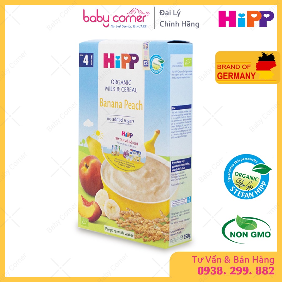 [Date T5/2023] Bột Ăn Dặm HiPP Banana Peach - Chuối Đào Cho Bé Từ 4 Tháng