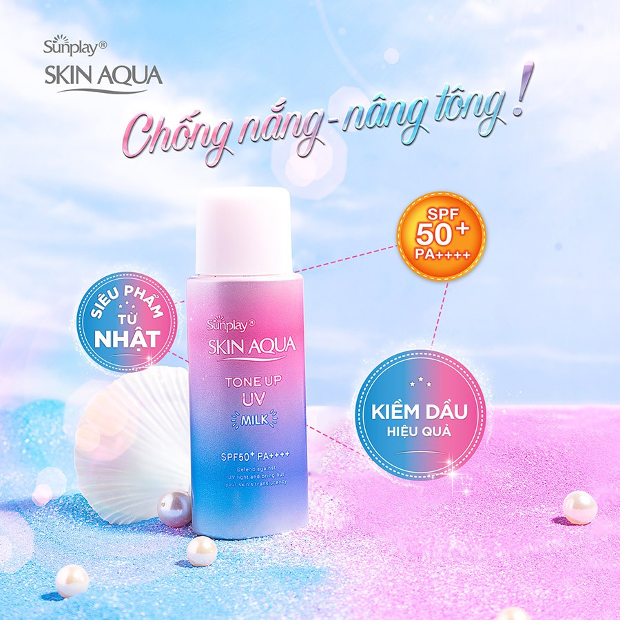 [Mã 155FMCGSALE giảm 7% đơn 500K] Sunplay Skin Aqua Tone Up UV Milk SPF50+, PA++++: Sữa chống nắng hiệu chỉnh sắc da