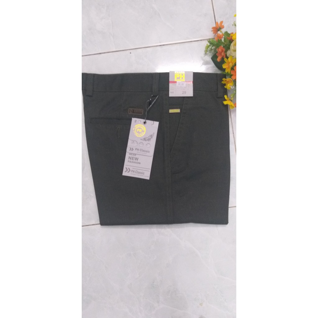 Quần kaki trung niên vải in dấu trừ