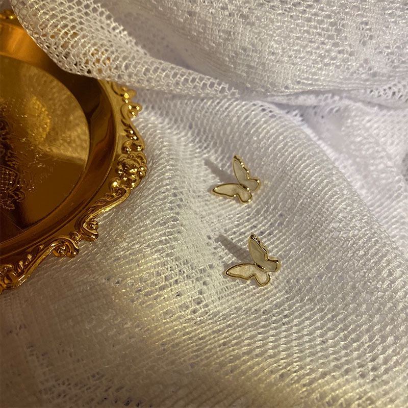 Bông Tai Mạ Bạc 925 Hình Bướm Đơn Giản Phong Cách Retro Hàn Quốc