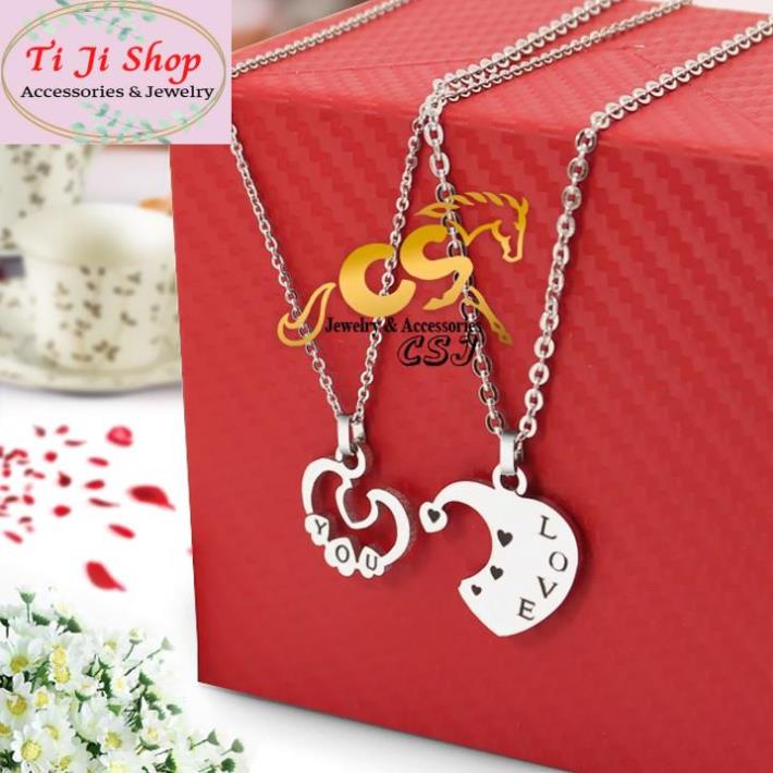 DÂY CHUYỀN CẶP ĐÔI INOX TRÁI TIM LỒNG VÀO NHAU MC237 - siêu đẹp chuẩn thời trang