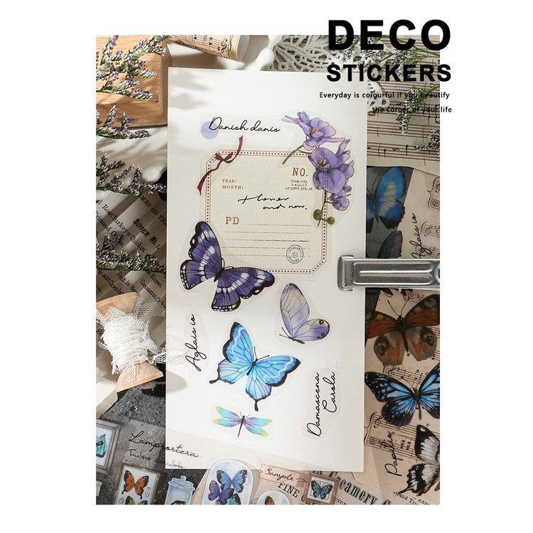 STI48 Miếng dán sticker hoa cỏ vintage trang trí DIY - set 6 miếng