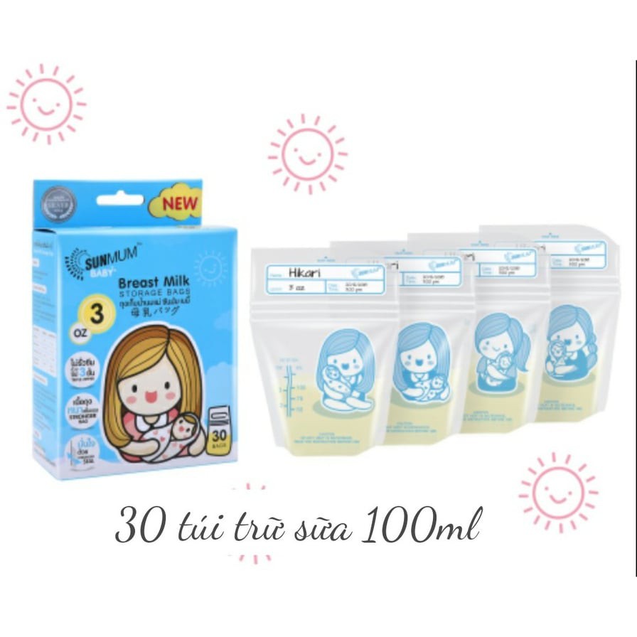 Túi trữ sữa Sunmum 100ml (hộp 30 túi)