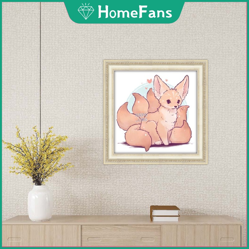 Bộ tranh đính đá 5D tự làm 30x30cm hình chú cáo độc đáo trang trí nhà cửa