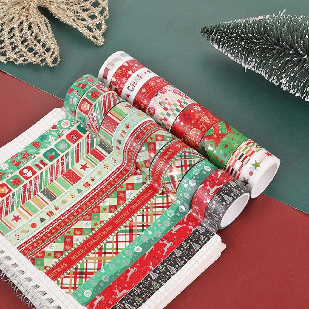 LET Bộ 12 Cuộn Băng Keo Washi In Họa Tiết Giáng Sinh Chất Lượng Cao DIY