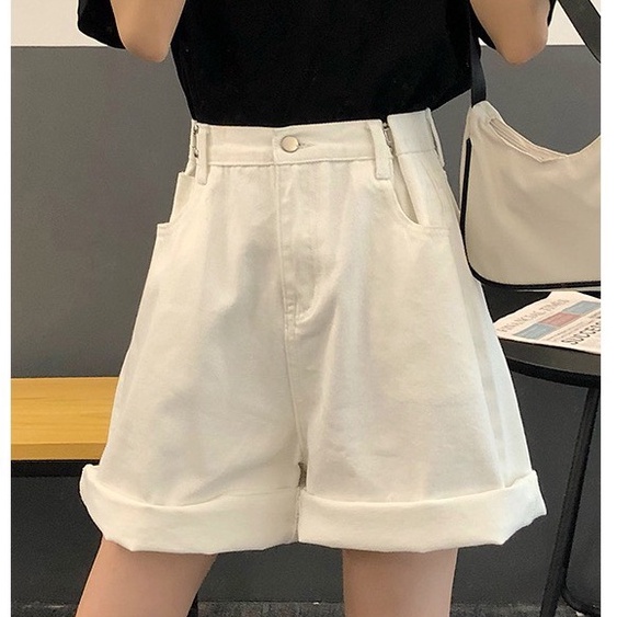Quần shorts nữ cạp cao ống rộng, quần short nữ phong cách_c41