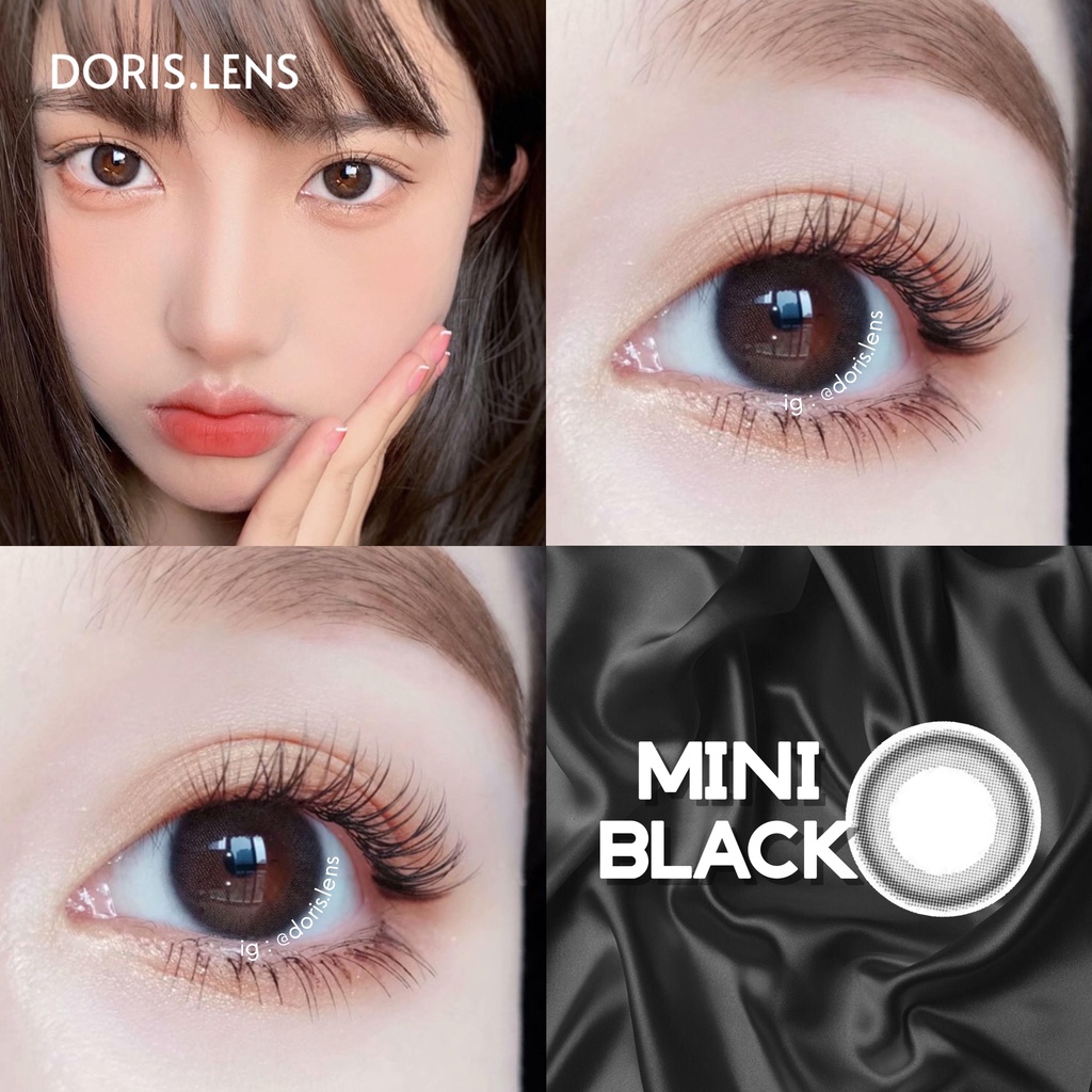 Kính Áp Tròng DORIS.LENS - MINI BLACK ĐEN Giãn Nhẹ 14.0mm Lens Mắt Đen Tự Nhiên 0 Đến 10 Độ Lệch Độ