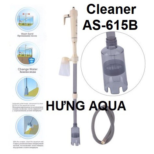 Hút Cặn Bể Cá - máy hút cặn bể cá vệ sinh bể cá chạy điện và pin CLEANER AS-615B đa năng 2 in 1 (bán chạy)