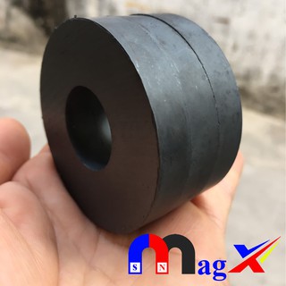 [Set 5 Viên] Nam Châm Ferrite Ø 60x10 Lỗ 24 - Nam Châm Từ Loa