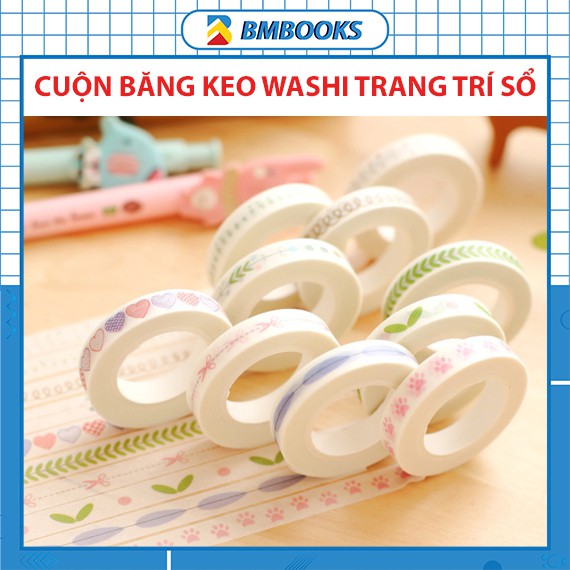 Washi tape cute băng dính giấy họa tiết nhiều màu sắc được chọn phân loại BMBooks