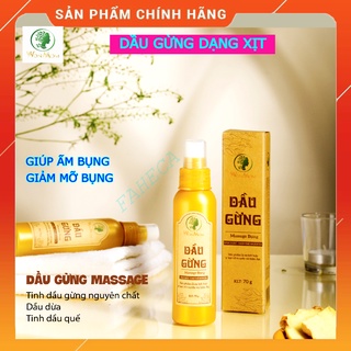 Dầu gừng massage tan mỡ WONMOM Từ thảo dược - Chai xịt 70g - Giảm mỡ, ấm bụng sau sinh - Săn chắc vùng da chảy xệ