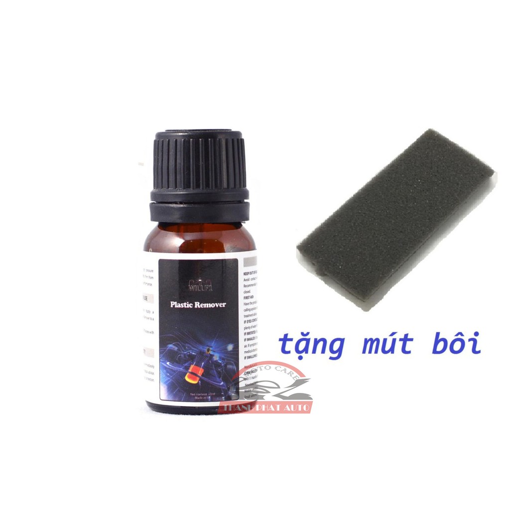 Chai Phục hồi nhựa nhám Plastic Remover 10ml chuyên dùng cho nhựa đen nhựa nhám bạc màu, giúp lấy lại màu nhựa