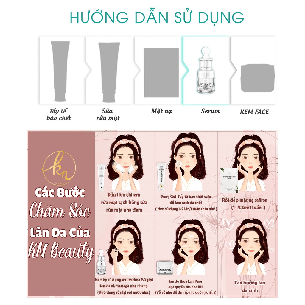 Bộ 2 sản phẩm Trắng Da Ngừa Nám KN Beauty chuyên sâu: Kem dưỡng 25g + Serum 30ml