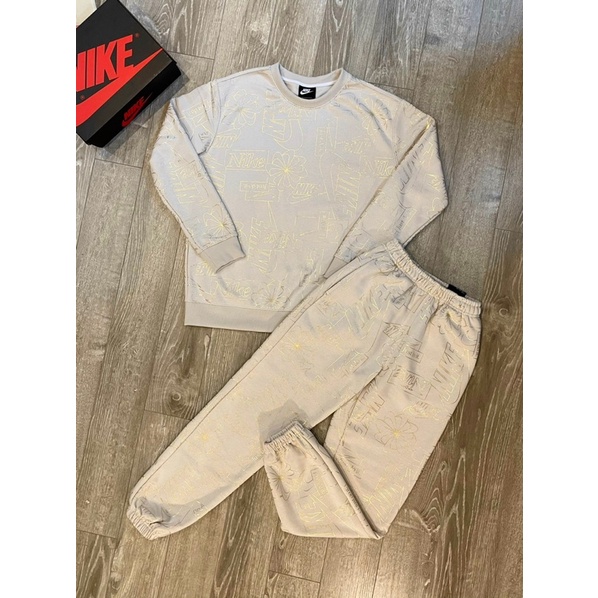 BỘ SWEATER NIKE SPORTSWEAR Nam Nữ nỉ lót bông logo nhũ siêu xịn Clash Crew t002