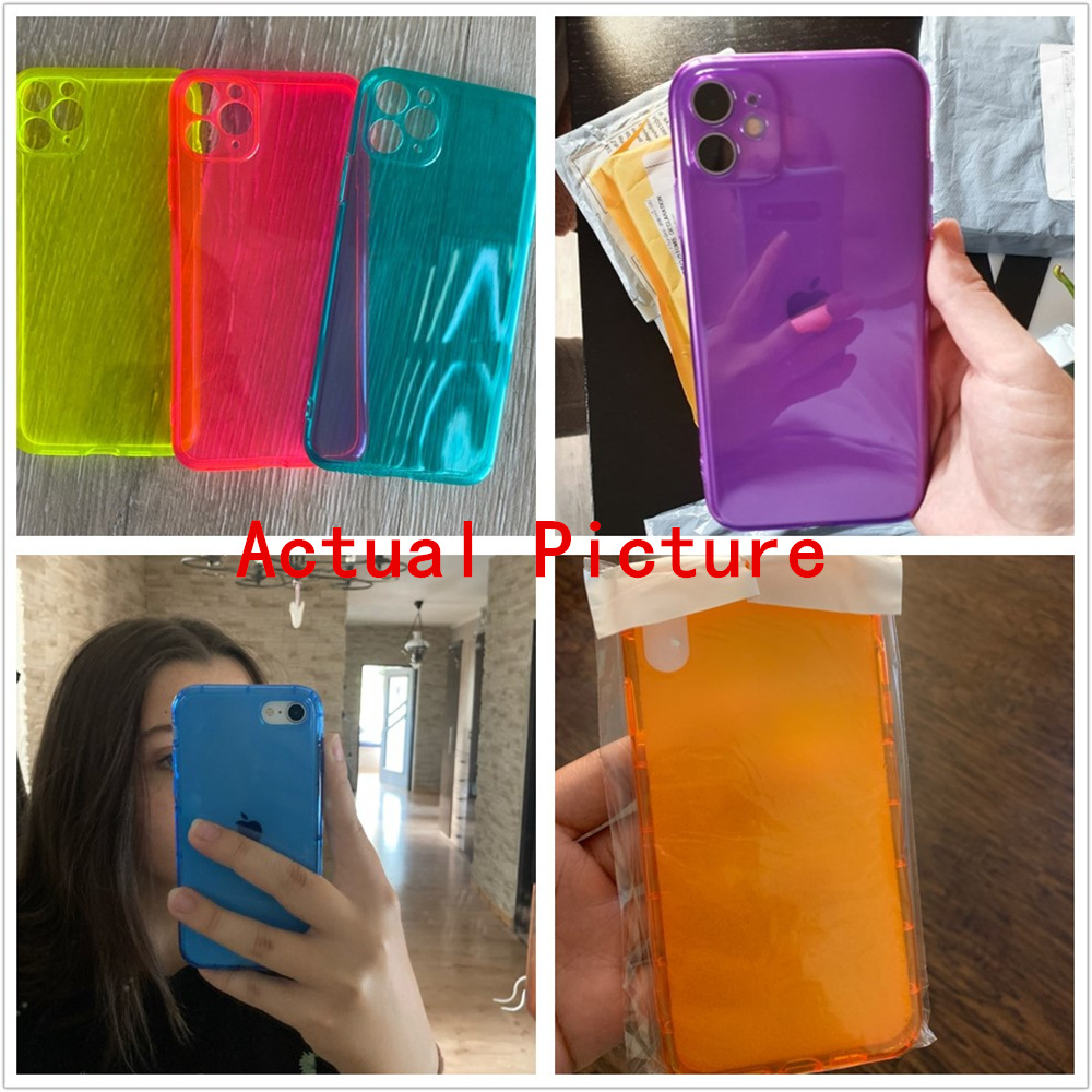 Ốp điện thoại mềm màu kẹo dạ quang trong suốt chống sốc cho Iphone 11 Iphone 7 8 Plus 6 6s Plus X Xr Xs Max Se 2020