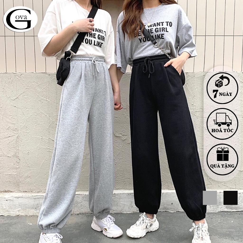 Quần nỉ JOGGER TRƠN BASIC quần nỉ DA CÁ ống bom unisex 2 màu siêu hot GOVA