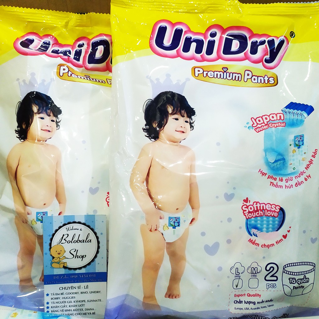 Set 2 Tã Quần UniDry Premium cao cấp M2/L2/XL2/XXL2 hàng mẫu dùng thử