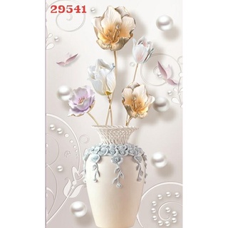 Tranh dán tường 3D, Bình Hoa Đẹp+KÈM ẢNH THẬT (đã tích hợp sẵn keo)