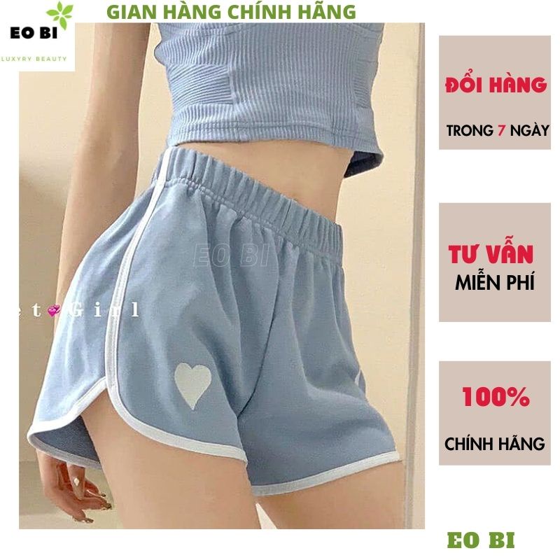 Quần short nữ thể thao in hình trái tim kiểu dáng katun hàn quốc ulzzang ,mặc đi tập thể dục gym cũng đều XINH -EOBI