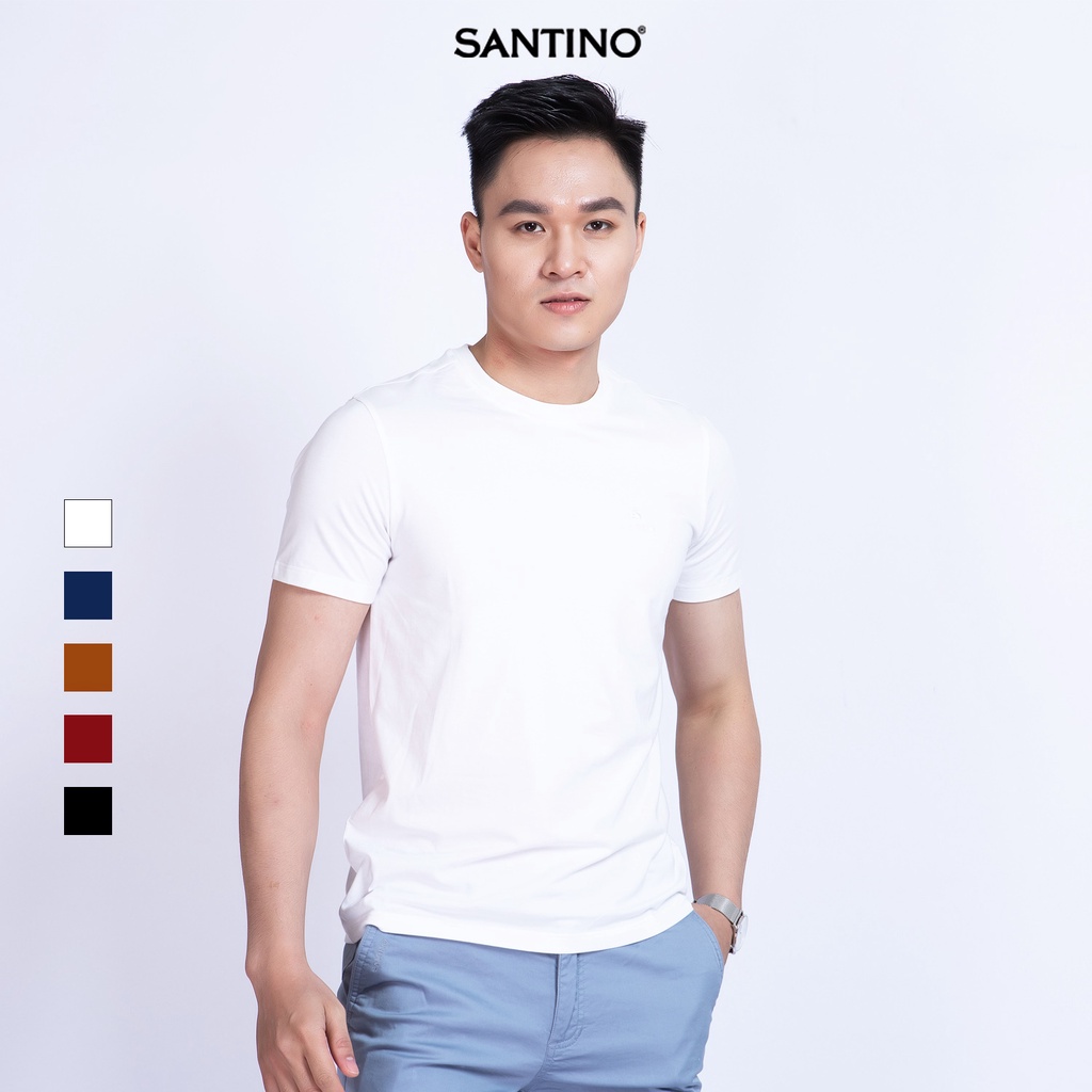 Áo thun nam Sợi Gỗ Sồi SANTINO Premium Basics, co giãn mềm mại, form ôm nhẹ thoải mái, kháng khuẩn và ta UV - B727