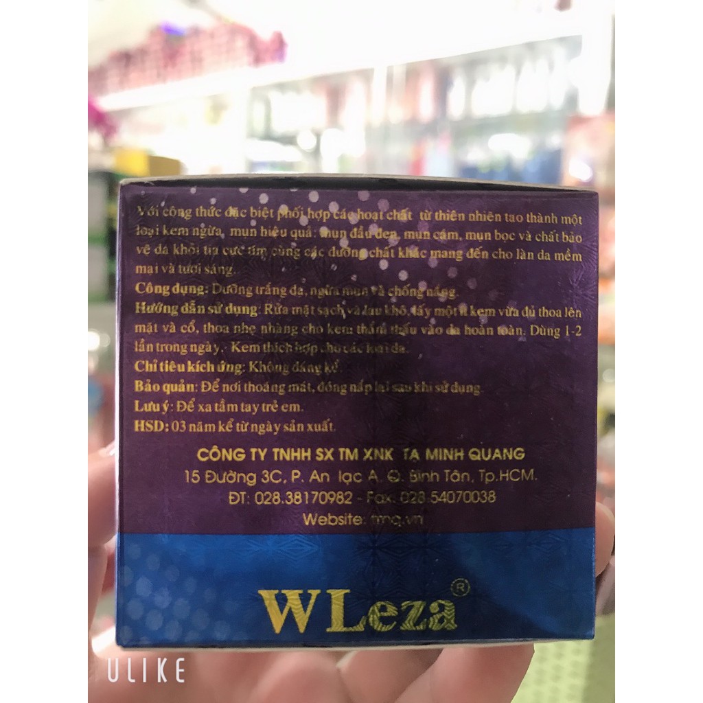 kem WLEZA tím trắng da-chống nắng 15g [ chuẩn hàng cty 100%]