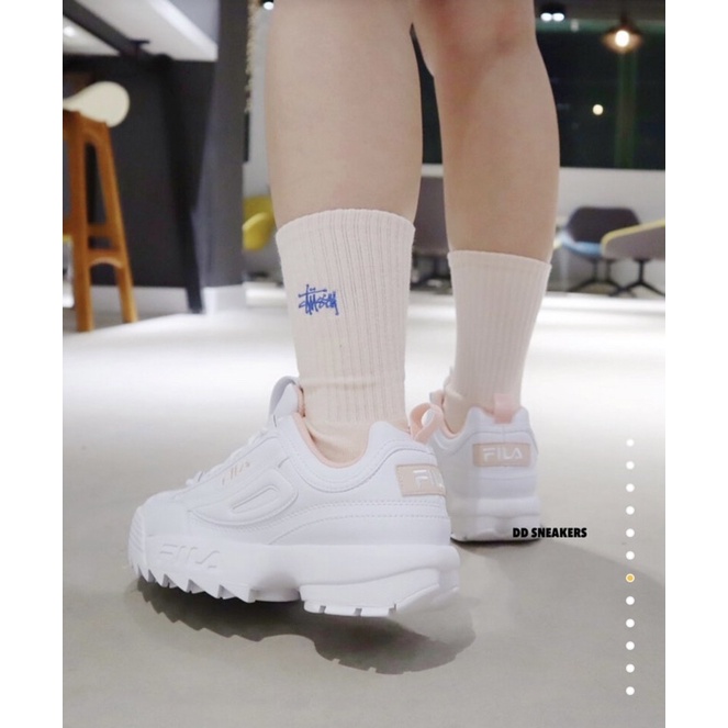 Giày F.I.L.A Disruptor 2 Màu Trắng Hồng, Hàng Chính Hãng, Full Box, Tem, Tag...