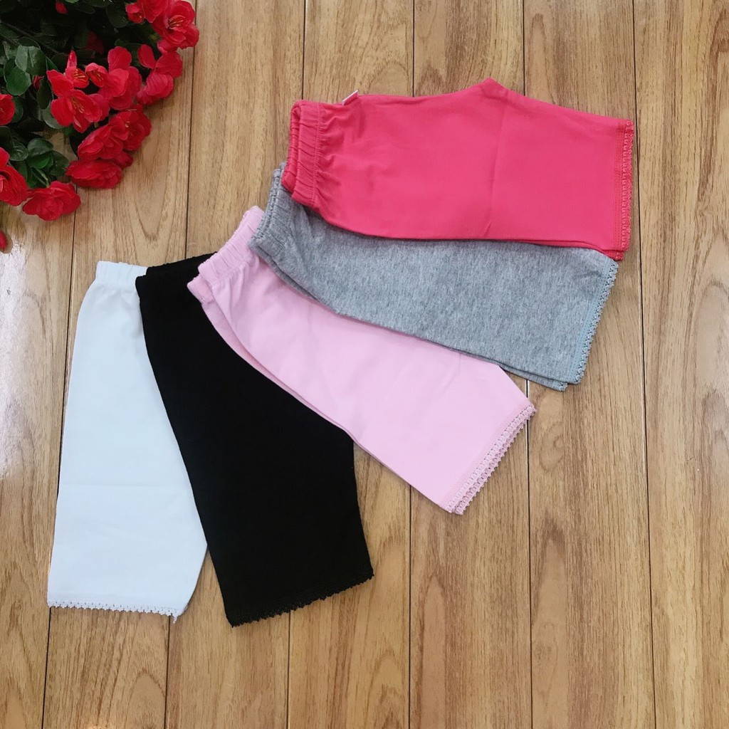 [VẢI XUẤT] SET 5 QUẦN LEGGING BÉ GÁI VẢI COTTON CO GIÃN MỀM MỊN 10-41KG