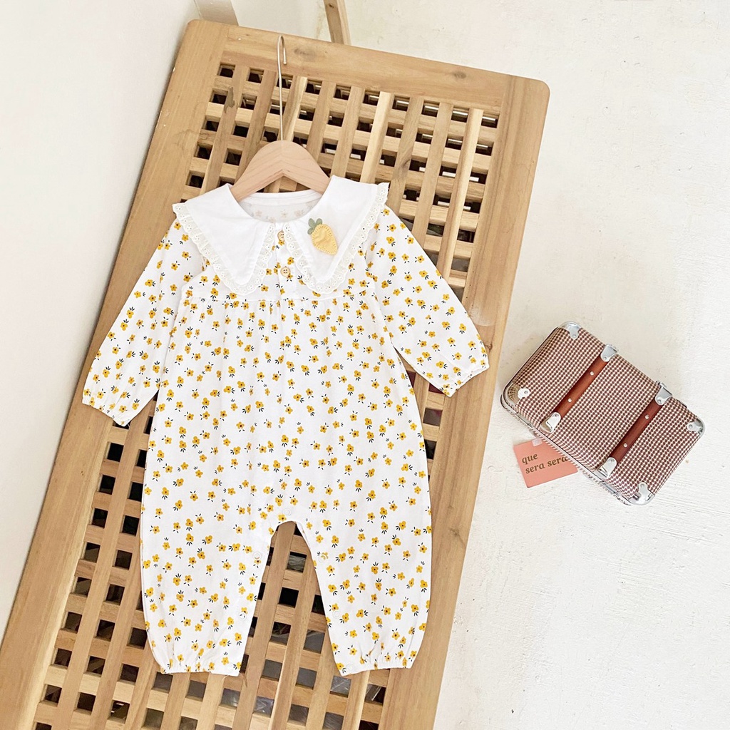 Sanlutoz Bộ Áo Liền Quần Vải Cotton Tay Dài Dễ Thương Cho Bé Gái Sơ Sinh
