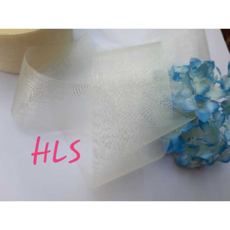 Dây voan tơ màu kem bản rộng 5cm