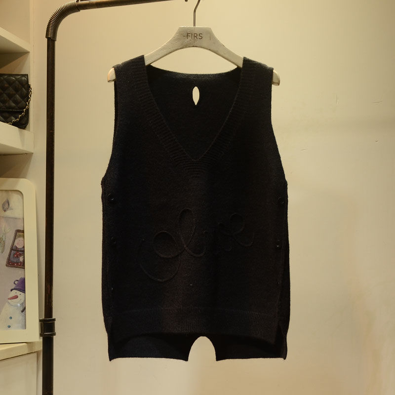 Áo Sweater sát nách dáng rộng cổ chữ V phối nút kiểu Hàn Quốc thời trang mùa thu 2020 cho nữ | BigBuy360 - bigbuy360.vn