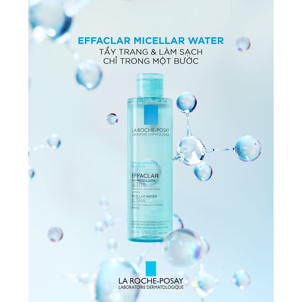 Nước làm sạch sâu tẩy trang cho da dầu và nhạy cảm La Roche-Posay Micellar Water Ultra Oily Skin 400ml #Pvy Beauty