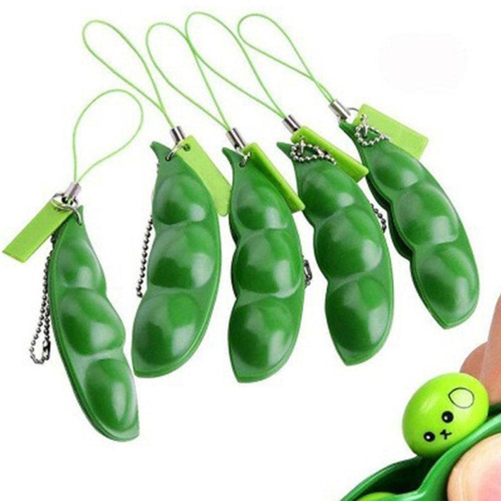 Móc Khóa Gắn Đồ Chơi Bóp Giảm Căng Thẳng Hình Hạt Đậu E1N8