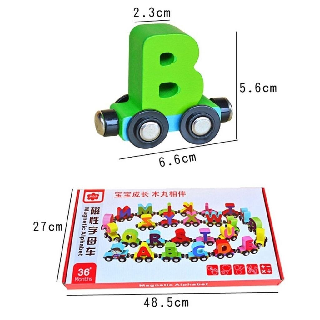 Bộ Đồ Chơi Đoàn Tàu Kéo Chữ Nam Châm Bằng Gỗ Cao Cấp Loại 1 Cho Bé Vừa Học Vừa Chơi, Alokids Tb