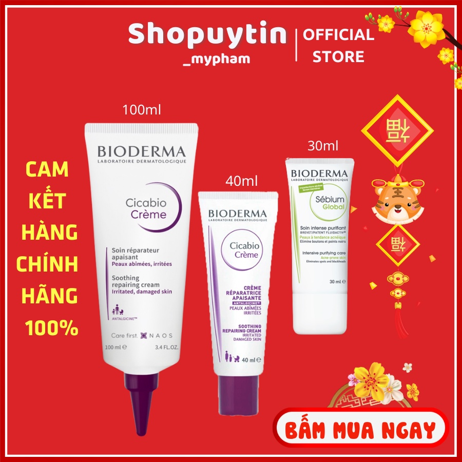 Bioderma kem dưỡng tím/xanh phục hồi da và se lỗ chân lông 100ML