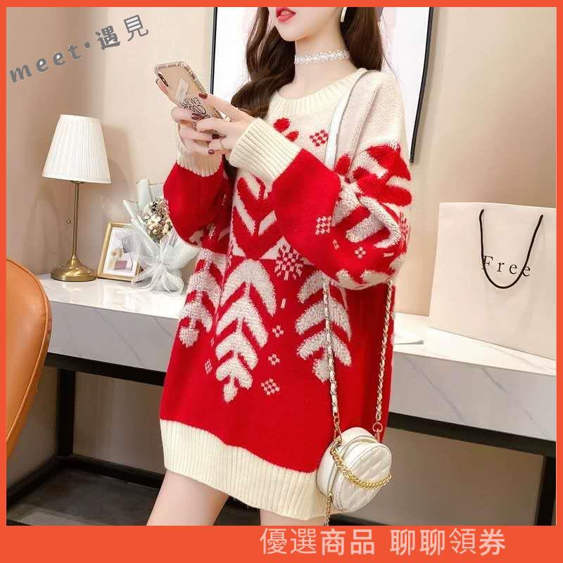 Áo Khoác Sweater Chui Đầu In Hình Hoa Tuyết Lá Kiểu Giáng Sinh Dễ Thương Cho Nữ