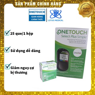 Hộp 25 que thử đường huyết onetouch select plus simple – que thử tiểu đường onetouch select