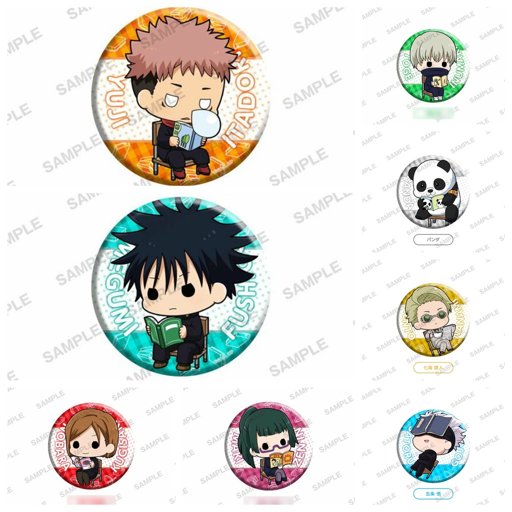 Huy hiệu cài áo IN HÌNH Jujutsu kaisen Chú thuật hồi chiến ver học tập anime chibi dễ thương tiện lợi