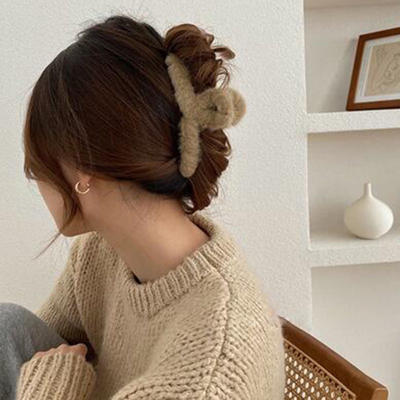Kẹp Tóc Lông Phủ Nhung Phong Cách Hàn Quốc