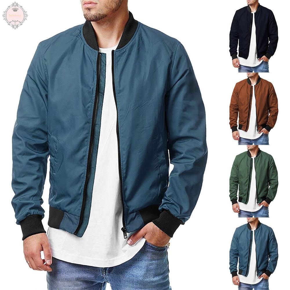 Spring Mens Bomber Zipper Jacket Casual Streetwear Hip Hop Slim Fit Baseball Coats Plus Size
