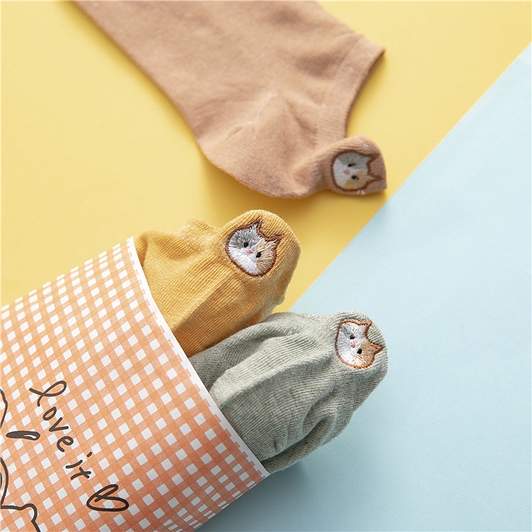 Vớ Ngắn Tàng Hình Thêu Hình Động Vật Dễ Thương Thời Trang Mùa Hè Cho Nữ