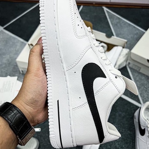 Giày _Nike Air force 1 trắng vệt đen, giày af1 móc đen chuẩn hàng trung Full Phụ Kiện