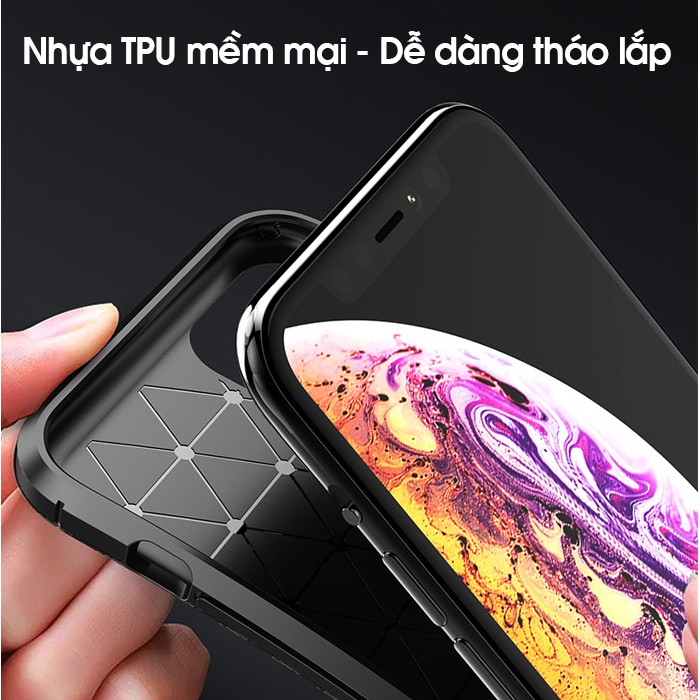 Ốp lưng iPhone 11 / iPhone 11 Pro / iPhone 11 Pro Max - Chính hãng IPAKY - Mặt lưng CARBON chống bám vân tay