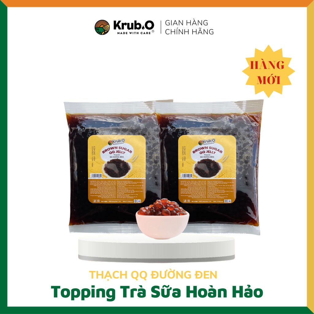 Thạch cà phê, thạch 3Q trắng, thạch 3Q caramel - Topping trà sữa Krub.O nguyên liệu thuần Việt