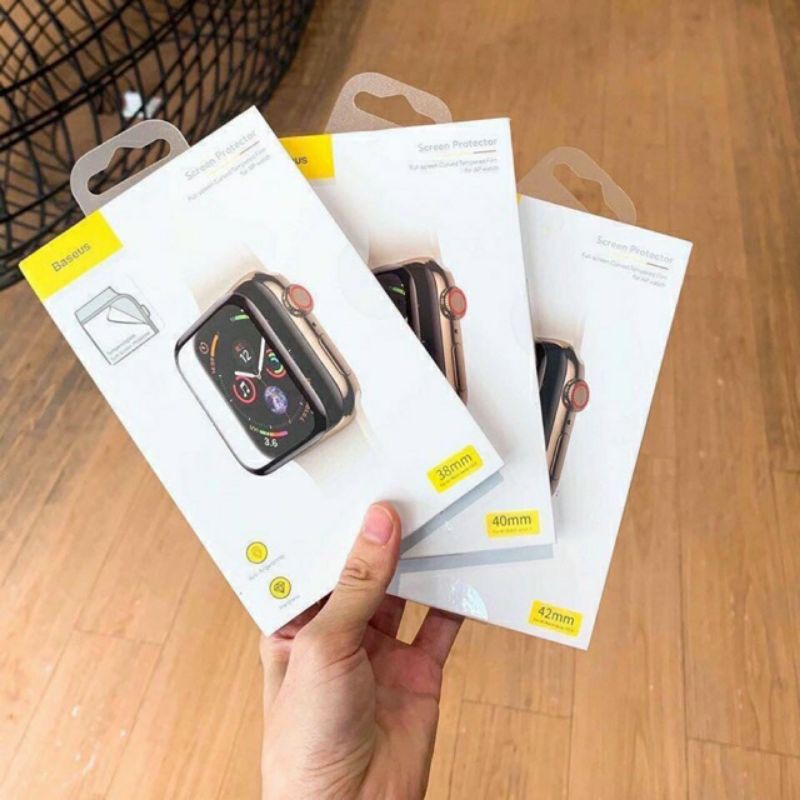 Dán cường lực Baseus Apple watch size 40 / 42/ 44mm Full màn hình Chính Hãng