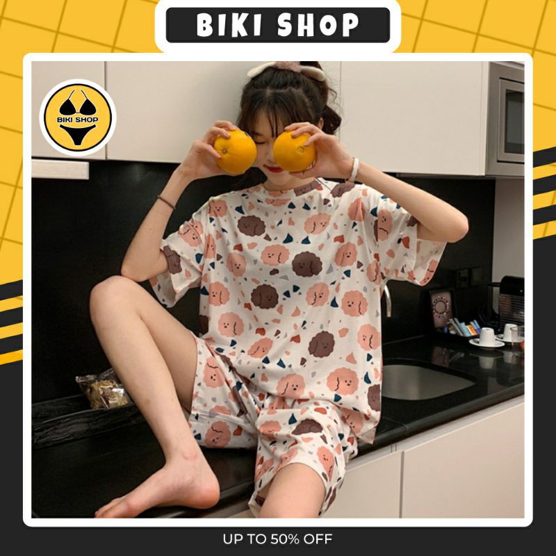 Đồ ngủ nữ cotton thun cộc tay pijama, Đồ bộ nữ cộc tay dễ thương mùa hè chất mát | BigBuy360 - bigbuy360.vn