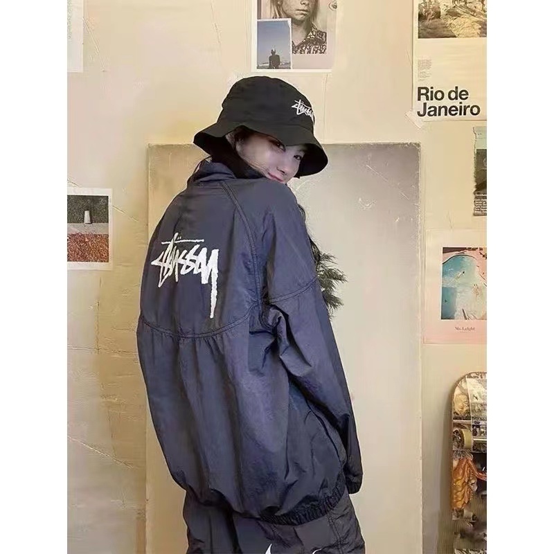 STUSSY Áo Khoác Bomber Khóa Kéo Thời Trang Unisex
